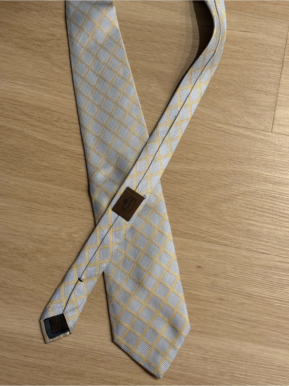 Church's Pale Blue and Yellow Windowpane Silk Tie